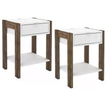 Kit 02 Mesa De Cabeceira Com Tomada 1 Gaveta Az1016 Branco N Kit 02 Mesa De Cabeceira Com Tomada 1 Gaveta Az1016 Branco N