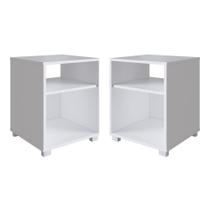 Kit 02 Mesa de Cabeceira Nicho 38,5cm com Pé e Prateleira Branca Kit 02 Mesa de Cabeceira Nicho 38,5cm com Pé e Prateleira Branca