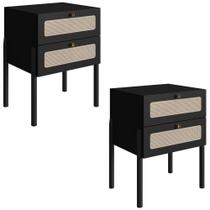 Kit 02 Mesas Cabeceira Palhinha 27933 Oslo Nero Artesano