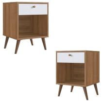 Kit 02 Mesas De Cabeceira 01 Gaveta 40cm Mel Branco Proddy Mel Branco Kit 02 Mesas De Cabeceira 01 Gaveta 40cm Mel Branco Proddy Mel Branco