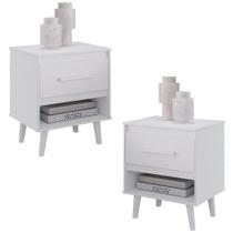 Kit 02 Mesas De Cabeceira 1 Gaveta 50 cm Mila Mobbs Kit 02 Mesas De Cabeceira 1 Gaveta 50 cm Mila Mobbs