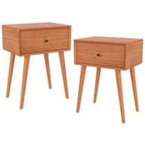 Kit 02 Mesas de Cabeceira 1 Gaveta Pés Palito Kayla D03 Freijó - Lyam Decor Kit 02 Mesas de Cabeceira 1 Gaveta Pés Palito Kayla D03 Freijó - Lyam Decor