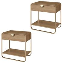 Kit 02 Mesas De Cabeceira 1G Organica 60 cm 28061 Hanover Dourado Artesano