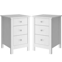 Kit 02 Mesas De Cabeceira 3 Gavetas 36 cm DM113 Branco Dtall Kit 02 Mesas De Cabeceira 3 Gavetas 36 cm DM113 Branco Dtall