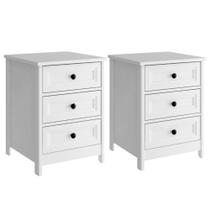 Kit 02 Mesas De Cabeceira 3 Gavetas 45 cm DM111 Branco Dtall