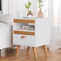 Kit 02 Mesas de Cabeceira Flex Sal Branco e Ypê SAL Kit 02 Mesas de Cabeceira Flex Sal Branco e Ypê SAL