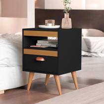 Kit 02 Mesas de Cabeceira Flex Sal Preto e Ypê SAL Movelaria Kit 02 Mesas de Cabeceira Flex Sal Preto e Ypê SAL Movelaria