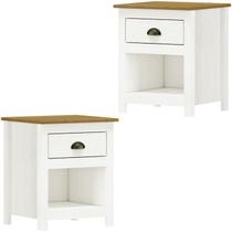 Kit 02 Mesas De Cabeceira Madeira Maciça 46 cm 9100 Branco Freijo Milani Store