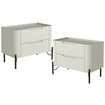 Kit 02 Mesas De Cabeceira Orgânica 2 Gavetas Pés Industrial Preto Bliss I03 Luna - Lyam Decor