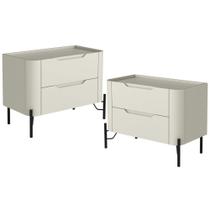 Kit 02 Mesas De Cabeceira Orgânica 2 Gavetas Pés Industrial Preto Bliss I03 Luna - Lyam Decor