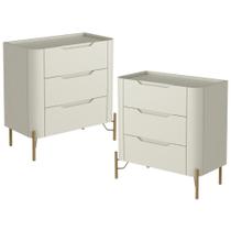 Kit 02 Mesas De Cabeceira Orgânica 3 Gavetas Pés Industrial Dourado Bliss I03 Luna - Lyam Decor Kit 02 Mesas De Cabeceira Orgânica 3 Gavetas Pés Industrial Dourado Bliss I03 Luna - Lyam Decor