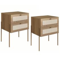 Kit 02 Mesas de Cabeceira Palhinha 28933 Linha Oslo Hanover Artesano Kit 02 Mesas de Cabeceira Palhinha 28933 Linha Oslo Hanover Artesano