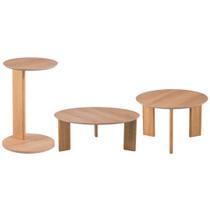Kit 02 Mesas de Centro e 01 Mesa Lateral Pés Madeira Bulat A03 Hanover Roble - Lyam Decor