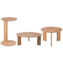 Kit 02 Mesas de Centro e 01 Mesa Lateral Pés Madeira Bulat A03 Hanover Roble - Lyam Decor