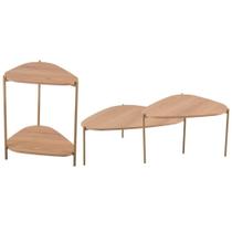 Kit 02 Mesas De Centro E 01 Mesa Lateral Pés Metálicos Adek A03 Hanover Dourado - Lyam Decor Kit 02 Mesas De Centro E 01 Mesa Lateral Pés Metálicos Adek A03 Hanover Dourado - Lyam Decor