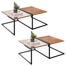 Kit 02 Mesas de Centro Industrial com Espelho Aurora - SSX Multicoisas
