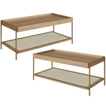 Kit 02 Mesas de Centro Para Sala de Estar Industrial Indy A03 Hanover Dourado - Lyam Decor