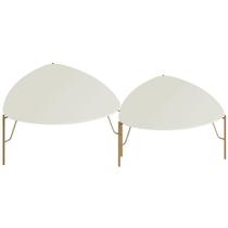 Kit 02 Mesas de Centro Para Sala de Estar Pés Industrial Dourado Alef I03 Luna - Lyam Decor