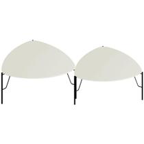 Kit 02 Mesas de Centro Para Sala de Estar Pés Industrial Preto Alef I03 Luna - Lyam Decor