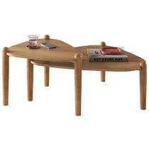 Kit 02 Mesas de Centro Para Sala de Estar Pés Madeira Trium A03 Hanover Roble - Lyam Decor Kit 02 Mesas de Centro Para Sala de Estar Pés Madeira Trium A03 Hanover Roble - Lyam Decor