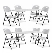 Kit 02 Mesas e 08 Cadeiras Dobrável Vira Maleta com Alça Portátil Para Camping Pesca Jardim 1.80m Loomber Kit 02 Mesas e 08 Cadeiras Dobrável Vira Maleta com Alça Portátil Para Camping Pesca Jardim 1.80m Loomber