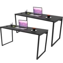 Kit 02 Mesas Escritório C01 150Cm Preto Onix