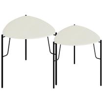 Kit 02 Mesas Laterais Para Sala de Estar Pés Industrial Preto Alef I03 Luna - Lyam Decor