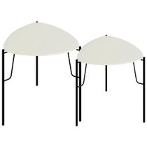 Kit 02 Mesas Laterais Para Sala de Estar Pés Industrial Preto Alef I03 Luna - Lyam Decor