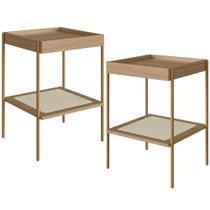 Kit 02 Mesas Lateral Para Sala de Estar Industrial Indy A03 Hanover Dourado - Lyam Decor