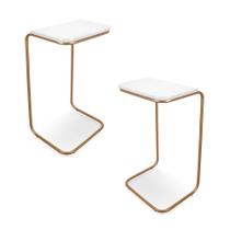 Kit 02 mesas lateral tampo branco multi-