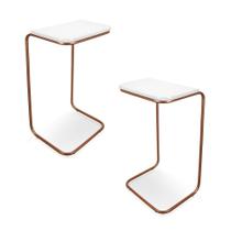 Kit 02 mesas lateral tampo branco multi-
