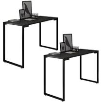Kit 02 Mesas para Computador Escrivaninha Porto Preto 90cm - D'Rossi