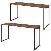Kit 02 Mesas Para Escritório e Home Office Industrial Aspen 150 cm C01 Nogal - Lyam Decor Kit 02 Mesas Para Escritório e Home Office Industrial Aspen 150 cm C01 Nogal - Lyam Decor