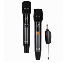 Kit 02 Microfones Sem Fio P10 Wireless Karaokê Profissional Kit 02 Microfones Sem Fio P10 Wireless Karaokê Profissional