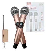 Kit 02 Microfones Sem Fio P2 Wireless Karaokê Profissional KA-M87E