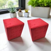 Kit 02 Mini Puff Banqueta Quadrado Decorativo material sintético e Suede
