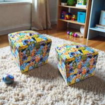 Kit 02 Mini Puff Banqueta Quadrado Fofo Decorativo material sintético Kit 02 Mini Puff Banqueta Quadrado Fofo Decorativo material sintético