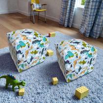 Kit 02 Mini Puff Banqueta Quadrado Fofo Decorativo material sintético