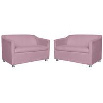 Kit 02 Namoradeira Decorativa Tilla Pés Cromados Suede Lilás - DS Estofados