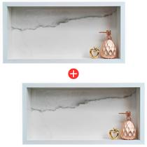 Kit 02 Nicho de Porcelanato Branco Calacata Ice Polido 60x32cm Embutir