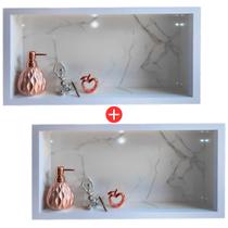 Kit 02 Nicho de Porcelanato Branco Carrara Polido 60x32cm Kit 02 Nicho de Porcelanato Branco Carrara Polido 60x32cm
