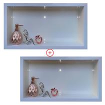 Kit 02 Nicho de Porcelanato Branco Polido 60x32cm Borda Aluminio