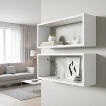 Kit 02 Nichos 50x25cm Branco MDF Decoração Quarto Sala Cozinha Banheiro Escritório
