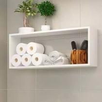 Kit 02 Nichos 50x25cm Branco MDF Decoração Quarto Sala Cozinha Banheiro Escritório