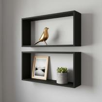 Kit 02 Nichos Retangular 50x25 Preto 15cm de Profundidade Sala Banheiro Decorativo