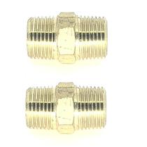 Kit 02 Niple União 1/4 X 1/4 Npt Macho Rosca Cônica Latão