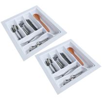 Kit 02 Organizador Divisor de Talheres Para Gaveta M04 Bandeja 45,6x49,1 cm Separador Branco - Inoviza Kit 02 Organizador Divisor de Talheres Para Gaveta M04 Bandeja 45,6x49,1 cm Separador Branco - Inoviza