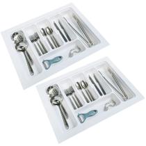 Kit 02 Organizador Divisor de Talheres Para Gaveta M04 Bandeja 57,2x44 cm Separador Branco - Inoviza