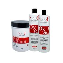 Kit 02 Oxidante 20 Volumes + Pó Descolorante Plex Absolut Linda & Única