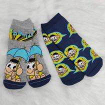Kit 02 pares de meias soquete Atoalhada Cascão Inverno - Turma da Mônica